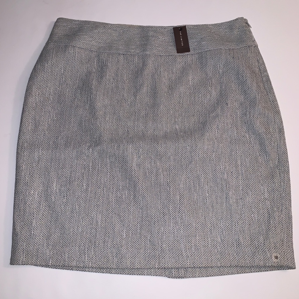 The Limited Ivory/Blue/Metallic Gold Tweed Skirt